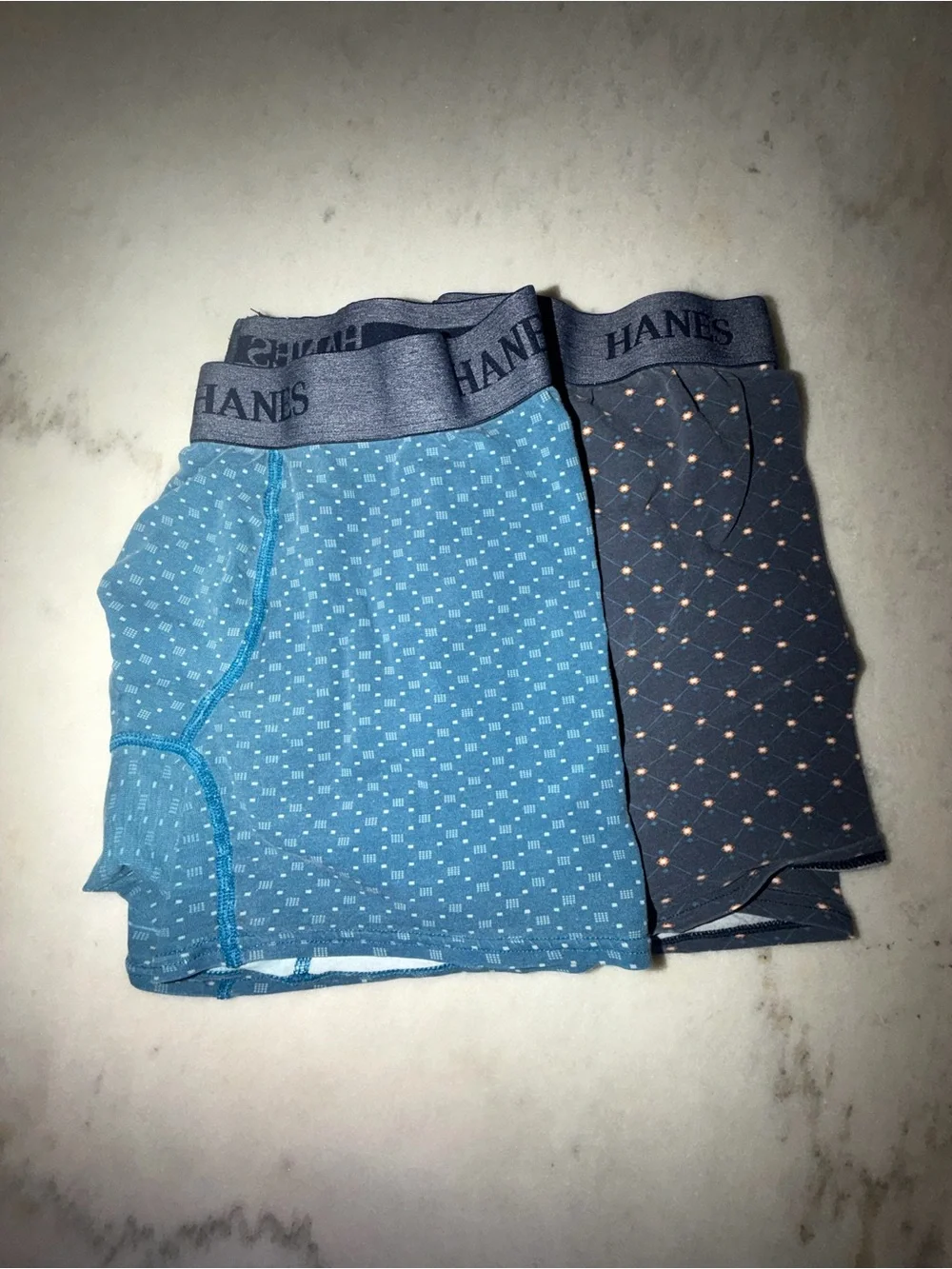 Hanes Men's 2-Pack Boxer Briefs - Light Blue & Dark Blue with Dot Accent